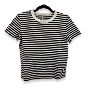 Zara Black & White Striped Baby Tee — Size S — NEW WITH TAGS
